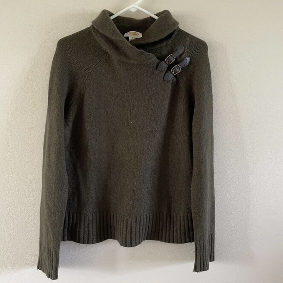 Talbots Shawl Collar Sweater Women’s Size Large Lamb’s Wool Angora Dark Green - Picture 1 of 5